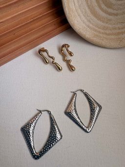 Niska - Statement 18K Gold Plated Anti Tarnish Earrings (Pack Of 2)