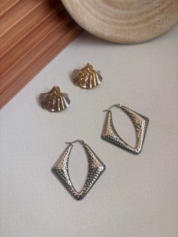 Niska - Statement 18K Gold Plated Anti Tarnish Earrings (Pack Of 2)