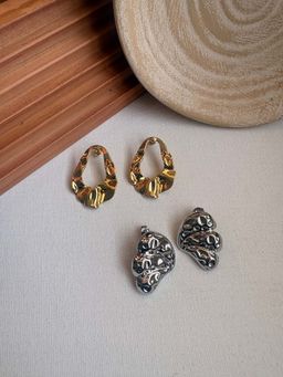 Niska - Statement 18K Gold Plated Anti Tarnish Earrings (Pack Of 2)