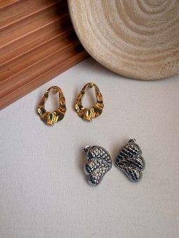 Niska - Statement 18K Gold Plated Anti Tarnish Earrings (Pack Of 2)