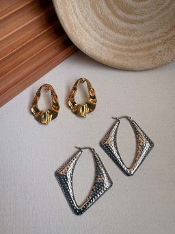 Niska - Statement 18K Gold Plated Anti Tarnish Earrings (Pack Of 2)