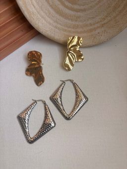 Niska - Statement 18K Gold Plated Anti Tarnish Earrings (Pack Of 2)