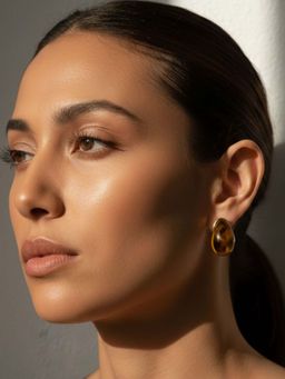 Niska - Brown Statement 18K Gold Plated Anti Tarnish Earrings