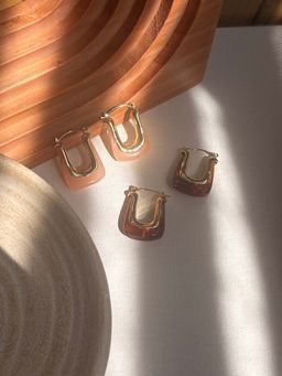 Niska - Multi-Color Statement 18K Gold Plated Anti Tarnish Earrings (Pack Of 2)