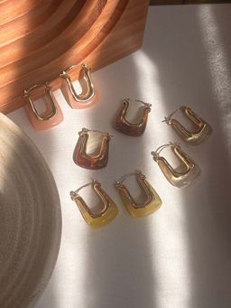 Niska - Multi-Color Statement 18K Gold Plated Anti Tarnish Earrings (Pack Of 4)