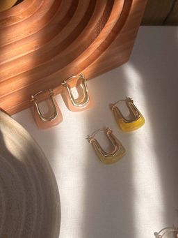 Niska - Multi-Color Statement 18K Gold Plated Anti Tarnish Earrings (Pack Of 2)