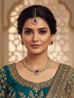 I Jewels - Purple Gold Plated Kundan Studded Jewellery Set for Women