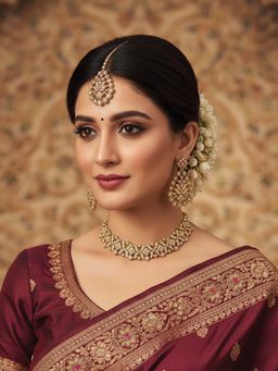 I Jewels - Pink Gold Plated Stone Studded Jewellery Set for Women