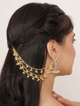 BeAbhika - Pearl Cluster Layered Single Ear Hair Chain