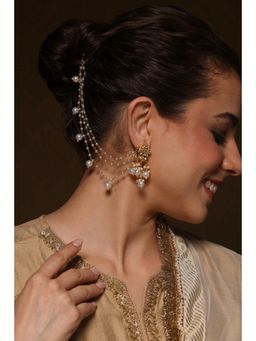Biba - Women White Brass Jhumka with Ear Chain
