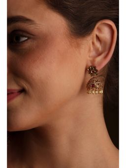 Biba - Women Green Brass Jhumka