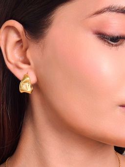 ELRA - 18K Gold Plated Molten Fold Stud Earrings