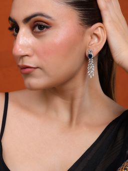 Silvermerc Designs - Silver Plated Blue Cz Stone Drop Earring