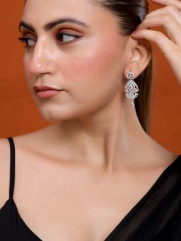 Silvermerc Designs - Silver-Toned Cz Tear Drop Earrings