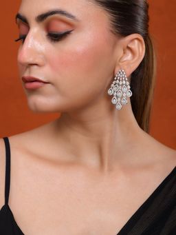 Silvermerc Designs - Silver-Toned Cz Chandelier Drop Earrings