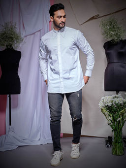 Echke - Blue Zara Shirt With Cheat Collar