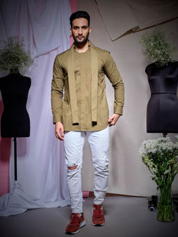 Echke - Dull Olive Long Collar Shirt