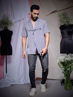 Echke - Grey Scuba Half Sleeve Shirt