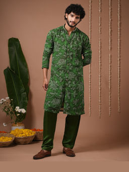 AHI Clothing - Green Bandhani Kurta and Salwar