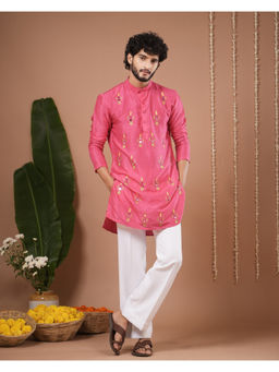 AHI Clothing - Rani Pink Embroidered Kurta and Pant Set