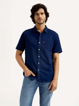 Levi's - Men's Solid Navy Spread Collar Shirt