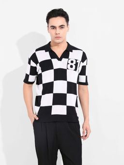 The Indian Garage Co - Black Checks Polo T-Shirt