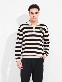 The Indian Garage Co - Cream Stripes Polo T-Shirt
