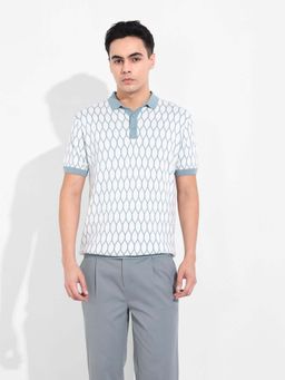 The Indian Garage Co - White Textured Polo T-Shirt
