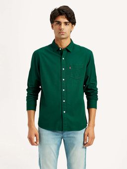 Levi's - Men's Solid Dark-Green Slim Fit Shirt