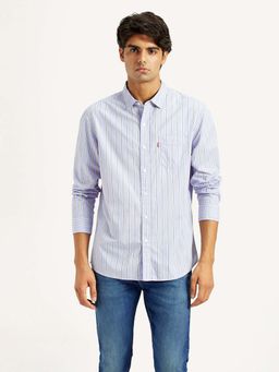 Levi's - Men's Striped Light-Blue Slim Fit Shirt