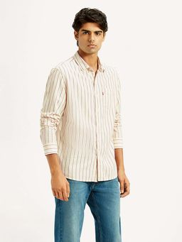 Levi's - Men's Striped Cream Slim Fit Shirt