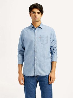 Levi's - Men's Solid Light-Blue Slim Fit Denim Shirt