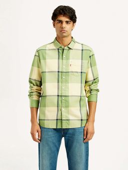 Levi's - Men's Checkered Light-Green Slim Fit Shirt