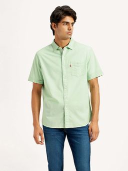 Levi's - Men's Solid Mint Green Spread Collar Shirt
