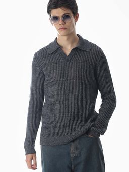 Jack & Jones - Men's Oversized Grey Polo T-Shirt