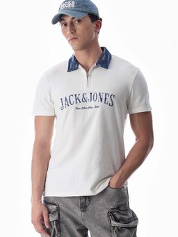 Jack & Jones - Men's Regular Fit White Polo T-Shirt