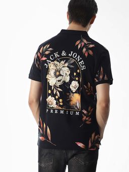Jack & Jones - Men's Regular Fit Black Polo T-Shirt