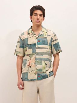 The Bear House - Men's Multi-Colour Relaxed Fit Printed Casual Shirt