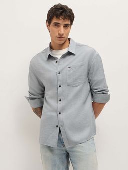 The Bear House - Men's Grey Relaxed Fit Solid Casual Shirt