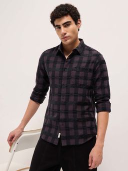 The Bear House - Men's Purple Slim Fit Casual Shirt