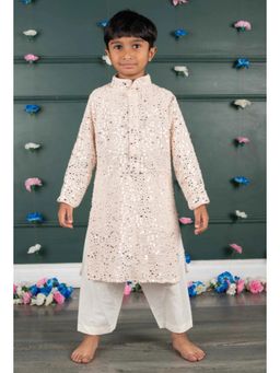 Shruti Jalan - Pink Cream & Amla All Over Mirror Embroidery Kurta And Salwar