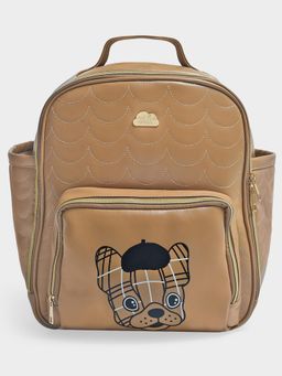 Mi Arcus - Printed 100% Vegan Leather Diaper Bag & Diaper Changing Sheet- Brown (0-6 Months)