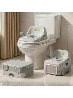 BAYBEE - Grey Potty Seat For Kids Anti-Slip Base & Led Lights (18-24 Months)