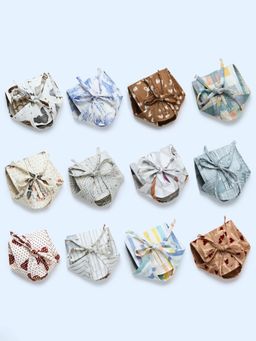 Cocoon Care - Muslin Cotton Printed Knitted Nappy For Babies (0-3 Months) (Pack of 12)