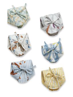 Cocoon Care - Muslin Cotton Printed Knitted Nappy For Babies (0-3 Months) (Pack of 6)