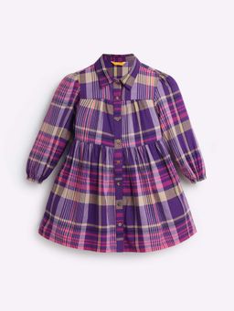 Somersault - Collared A-Line Plaid Dress