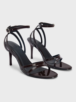 RSVP by Nykaa Fashion - Dark Brown Patent Round Toe Strappy Stiletto Heels for Women