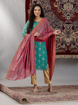 Aurelia - Pink Floral Printed Festive Dupatta