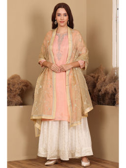 W - Gold Gota Work Embroidered Organza Dupatta