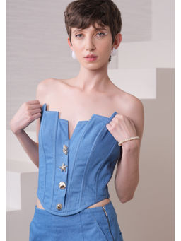 The Dapper Lady - Denim Dusk Aysmmetric Blue Top